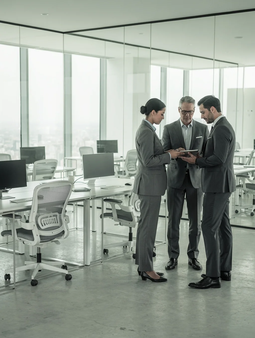 Modern office space with integrated air conditioning